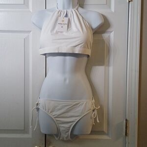 Women's Two Piece Padded Top Swimsuit Lace-up Triangle Bikini  Sz XL NWT